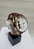 Fossil Flynn Twist Mechanical White Dial Brown Leather Strap Watch for Men - BQ2218