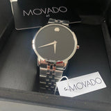 Movado Museum Classic Black Dial Silver Steel Strap Watch for Men - 0607199