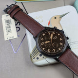 Fossil Retro Pilot Chronograph Brown Dial Brown Leather Strap Watch for Men - FS5833