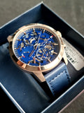 Tommy Hilfiger Henry Chronograph Quartz Blue Dial Blue Leather Strap Watch For Men - 1710475