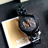 Michael Kors Runway Quartz Black Dial Black Steel Strap Watch For Women - MK6683