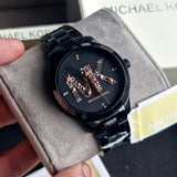 Michael Kors Runway Quartz Black Dial Black Steel Strap Watch For Women - MK6683