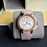 Michael Kors Sidney Multifunction White Dial Pink Silicone Strap Watch For Women - MK7222