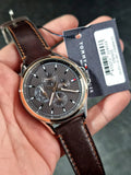 Tommy Hilfiger Shawn Multifunction Grey Dial Brown Leather Strap Watch for Men - 1791615