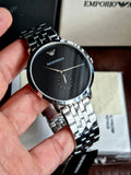 Emporio Armani Classic Quartz Black Dial Silver Steel Strap Watch For Men - AR11161