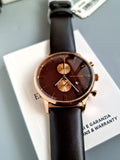 Emporio Armani Classic Chronograph Brown Dial Brown Leather Strap Watch For Men - AR0387