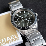 Michael Kors Layton Chronograph Green Dial Silver Steel Strap Watch For Men - MK8912