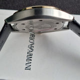 Emporio Armani Claudio Chronograph Silver Dial Black Leather Strap Watch For Men - AR11498