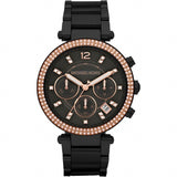 Michael Kors Parker Diamonds Black Dial Black Steel Strap Watch for Women - MK5885