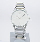 Calvin Klein Stately White Dial Silver Steel Strap Watch for Women - K3G23126