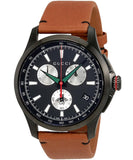 Gucci G-Timeless Chronograph Black Dial Brown Leather Strap Watch For Men - YA126271