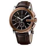 Gucci G Chrono Black Dial Brown Leather Strap Watch For Men - YA101202