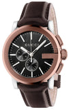 Gucci G Chrono Black Dial Brown Leather Strap Watch For Men - YA101202