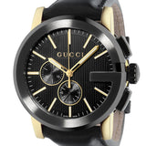 Gucci G Chrono Black Dial Black Leather Strap Watch For Men - YA101203