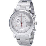 Gucci G Chrono Chronograph White Dial Silver Steel Strap Watch For Men - YA101339