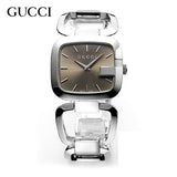 Gucci G Brown Square Brown Dial Silver Steel Strap Watch For Women - YA125402