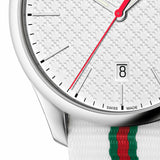 Gucci G Timeless Quartz White DIal White NATO Strap Watch For Men - YA126322