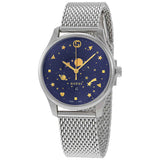 Gucci G-Timeless Motifs Moon Phase Blue Dial Silver Mesh Bracelet Watch For Men - YA126328