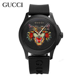 Gucci G Timeless Cat Motif Black Dial Black Leather Strap Unisex Watch - YA1264021