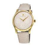 Gucci G Timeless Quartz White Dial White Leather Strap Watch For Women - YA1264033A