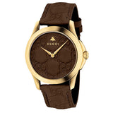 Gucci G Timeless Quartz Brown Dial Brown Leather Strap Watch for Men - YA1264035