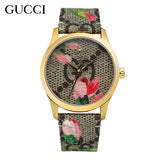 Gucci G Timeless Floral Brown Dial Brown Leather Strap Watch For Women - YA1264038