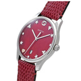 Gucci G-Timeless Mother of Pearl Red Dial Red Leather Strap Watch For Women - YA1264041