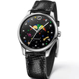 Gucci G-Timeless Moonphase Black Dial Black Leather Strap Watch For Men - YA1264045