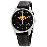 Gucci G-Timeless Moonphase Black Dial Black Leather Strap Watch For Men - YA1264045