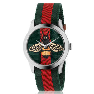 Gucci Le Marche des Merveilles Red & Green Dial Red & Green Nylon Strap Unisex Watch - YA1264060