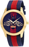 Gucci G Timeless Bee Red & Blue Dial Red Two Tone Nylon Strap Watch For Men - YA1264061