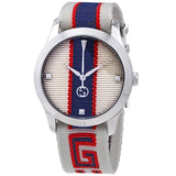 Gucci G Timeless Quartz White Dial Two Tone NATO Strap Watch For Men - YA1264071