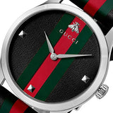 Gucci G Timeless Quartz Black Dial Multicolored Black Leather Strap Watch For Men - YA12640799