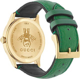 Gucci G Timeless Quartz Green Dial Green Leather Strap Watch For Women - YA1264099