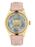 Gucci G Timeless Skeleton 16K Gold Mother of Pearl Dial Pink Leather Strap Watch For Women - YA1264110