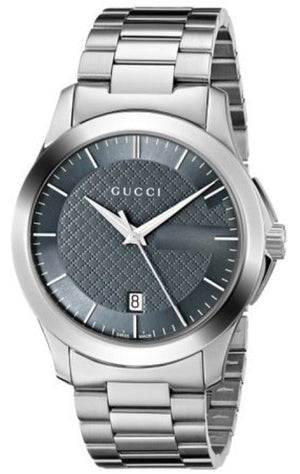 Gucci G Timeless Grey Dial Silver Steel Strap Watch For Men - YA126441