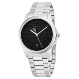 Gucci G Timeless Black Dial Silver Steel Strap Watch For Men - YA126460