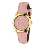 Gucci G Timeless Quartz Pink Dial Pink Leather Strap Watch For Women - YA1265005