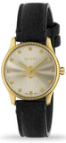 Gucci G Timeless Quartz Silver Dial Black Leather Strap Watch For Women - YA1265023