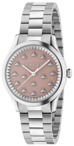 Gucci G Timeless Quartz Pink Dial Silver Steel Strap Watch for Women - YA1265033