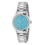 Gucci G Timeless Quartz Turquoise Dial Silver Steel Strap Unisex Watch - YA1265044