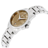 Gucci G Timeless Brown Dial Silver Steel Strap Watch For Women - YA126526