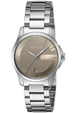 Gucci G Timeless Brown Dial Silver Steel Strap Watch For Women - YA126526