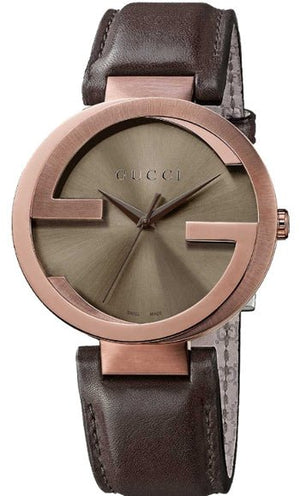 Gucci Interlocking Iconic Brown Dial Brown Leather Strap Watch For Women - YA133207