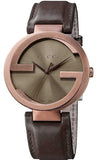 Gucci Interlocking Iconic Brown Dial Brown Leather Strap Watch For Women - YA133207