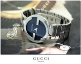 Gucci Interlocking G Quartz Black Dial Black Steel Strap Watch For Women - YA133502