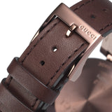 Gucci Interlocking Brown Dial Brown Leather Strap Watch For Women - YA133309