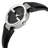 Gucci G Interlocking Black Dial Black Leather Strap Watch For Women - YA133501