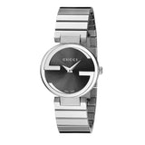 Gucci Interlocking G Quartz Black Dial Black Steel Strap Watch For Women - YA133502