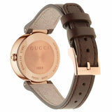 Gucci G Interlocking Mother of Pearl Dial Brown Leather Strap Watch For Women - YA133516